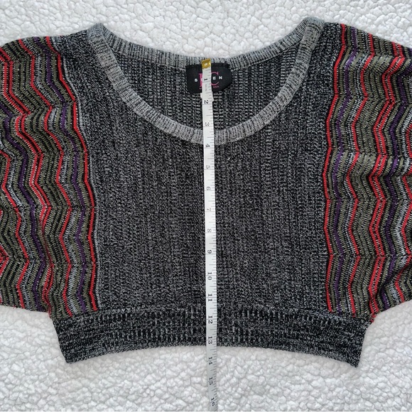 VTG crop sweater top grey red purple black Y2K made in USA scoop neck M - Picture 10 of 13